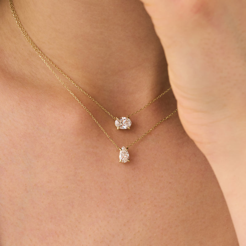 Pear Shape Lab Diamond Necklace, Holly