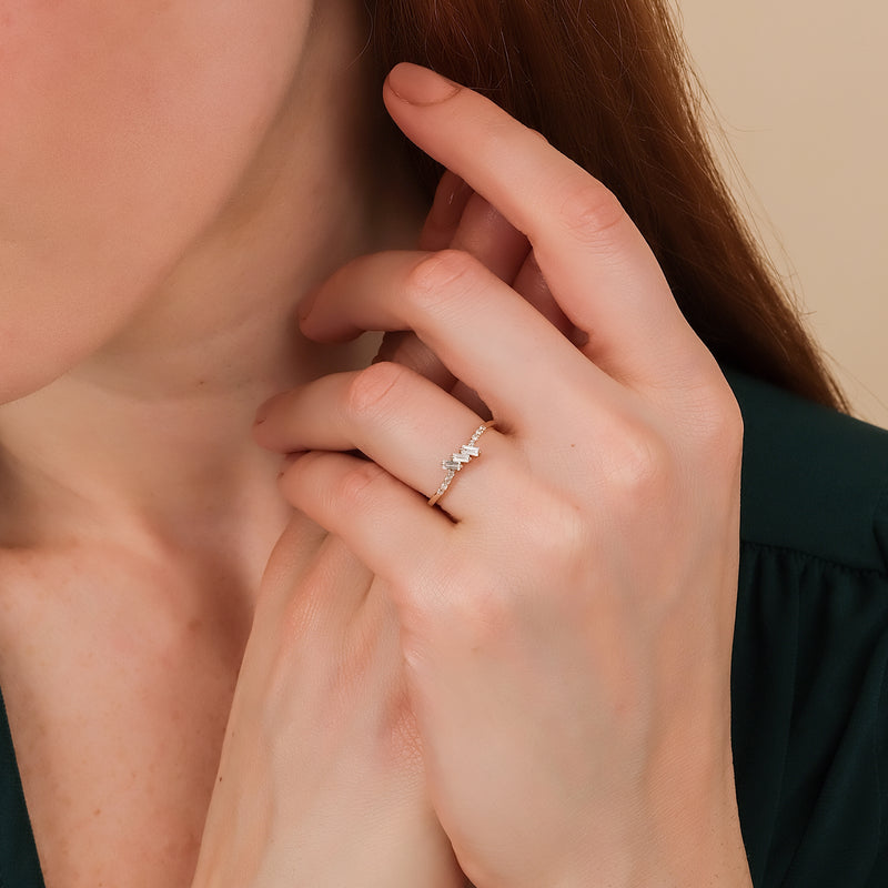 minimalistic design gold diamond band