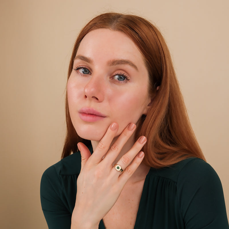 may birthstone emerald signet band