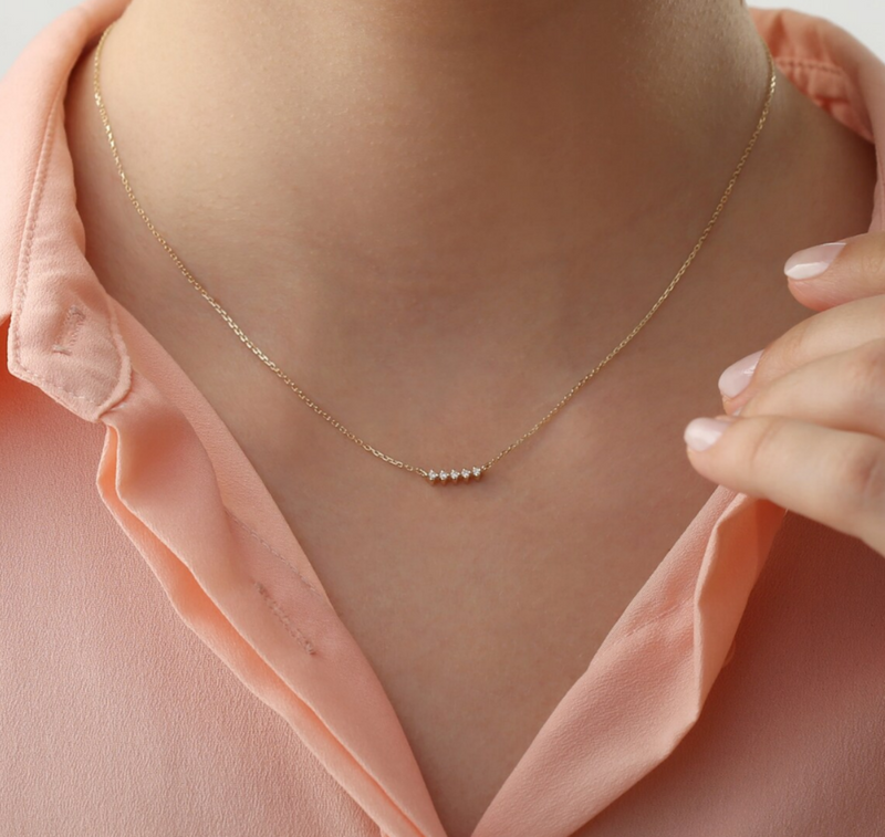 natural diamond bar pendant necklace