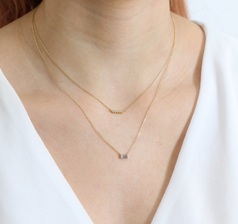 baguette aquamarine and diamond necklaces