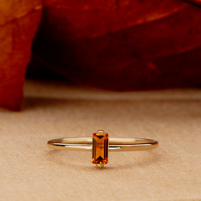 Handmade Baguette Citrine Ring