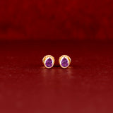 Petite Natural Amethyst Solid Gold Stud earrings