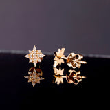 handcrafted pair of Petite Diamond Gold Starburst Studs for her