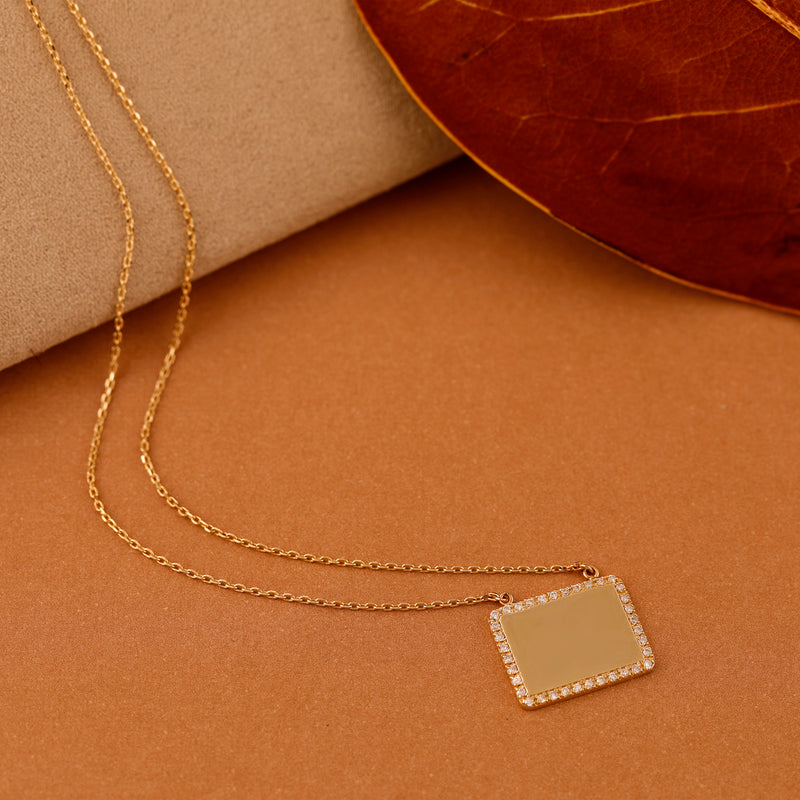 Personalized Solid Gold Diamond Necklace