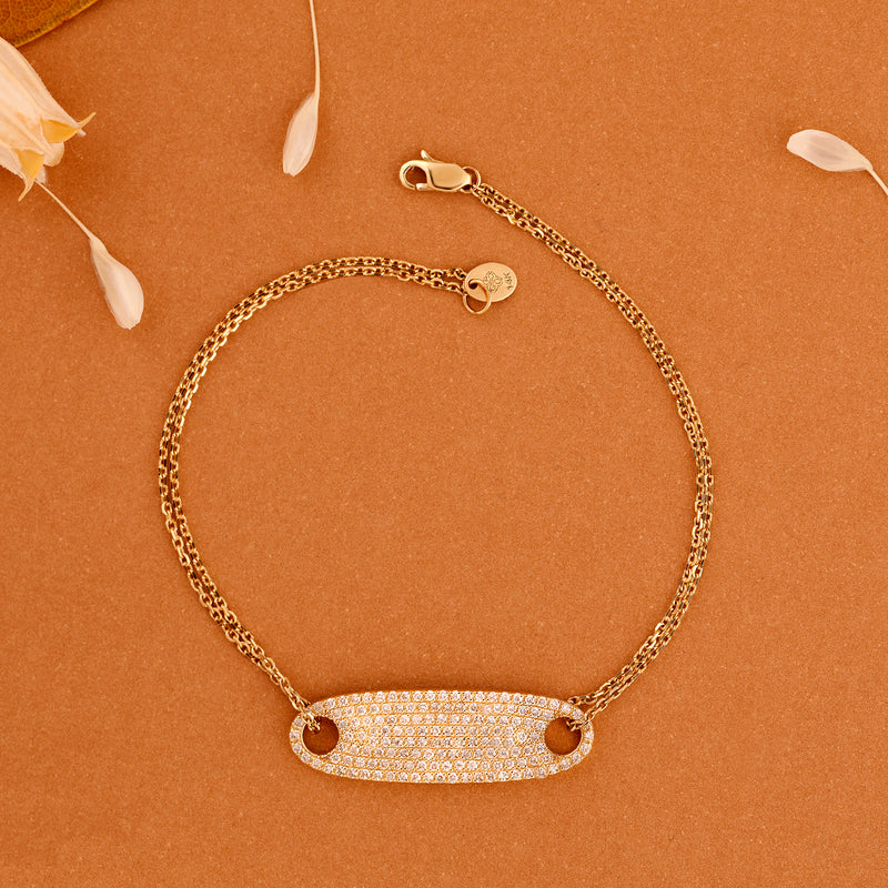 Solid Gold Diamond tag Bracelet