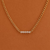 cuban chain diamond bar Statement Necklace