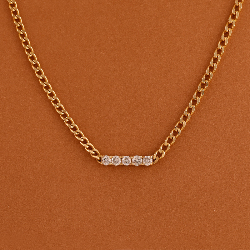 cuban chain diamond bar Statement Necklace