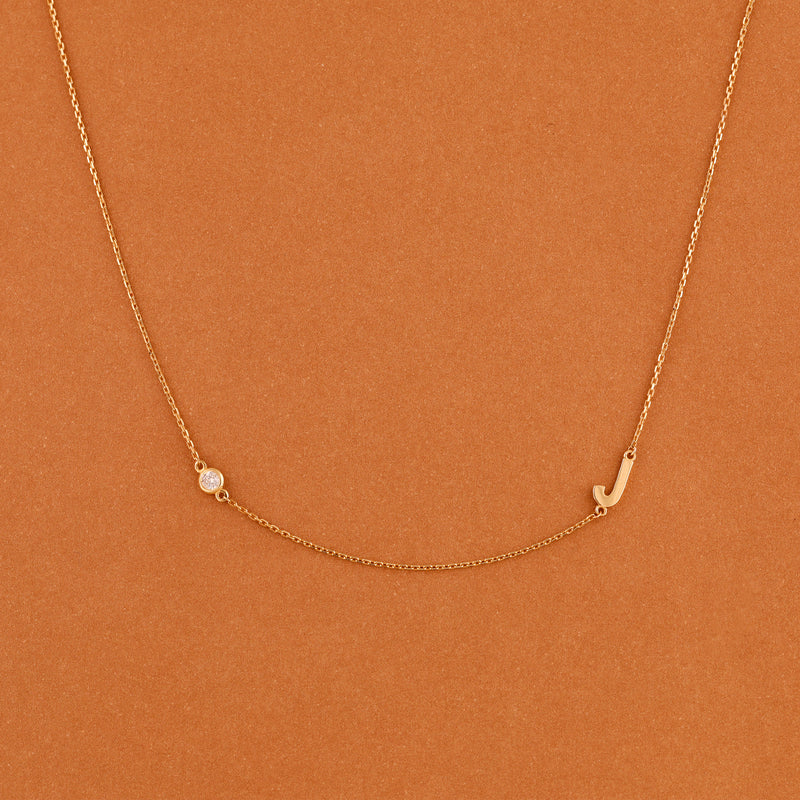 Diamond Solid Gold Initial Necklace