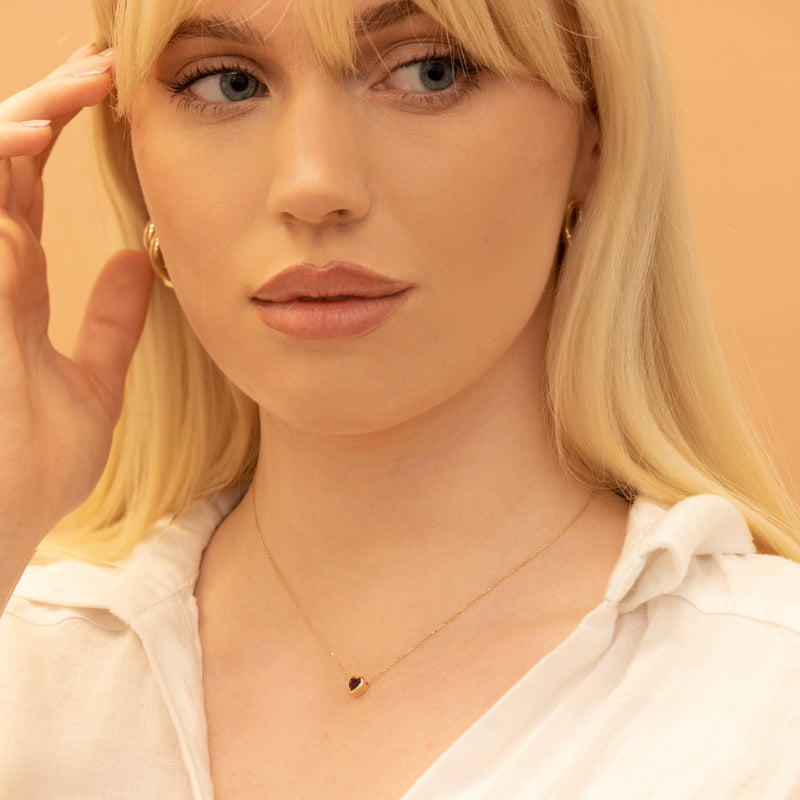 Minimalist Amethyst Heart Necklace