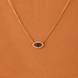 diamond and blue sapphire lucky eye necklace