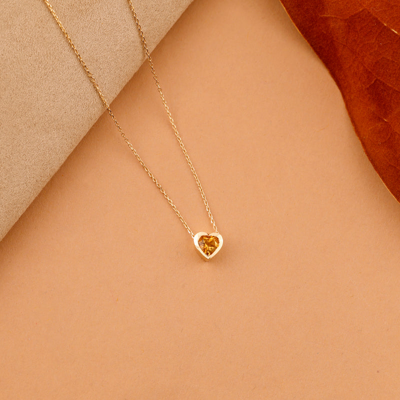 Citrine Birthstone Heart Necklace