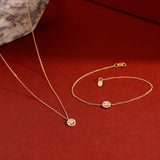 Handmade Diamond Sapphire Emoji Bracelet and Necklace