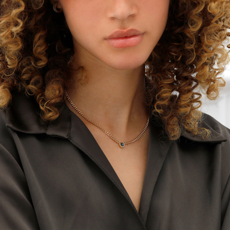 Handmade Square Topaz Cuban Chain pendant Necklace