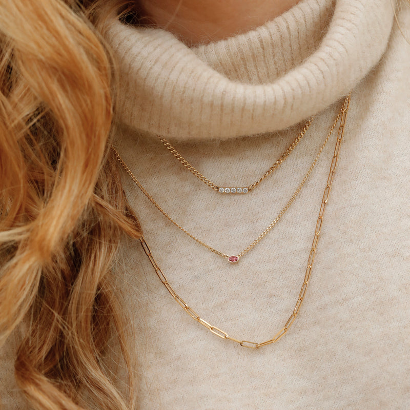 Natural Sapphire Gold Cuban Chain Necklace