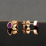 Pear Shape Natural Amethyst Stud earrings