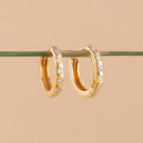 Dainty pair of solid 14k White diamond huggie earrings
