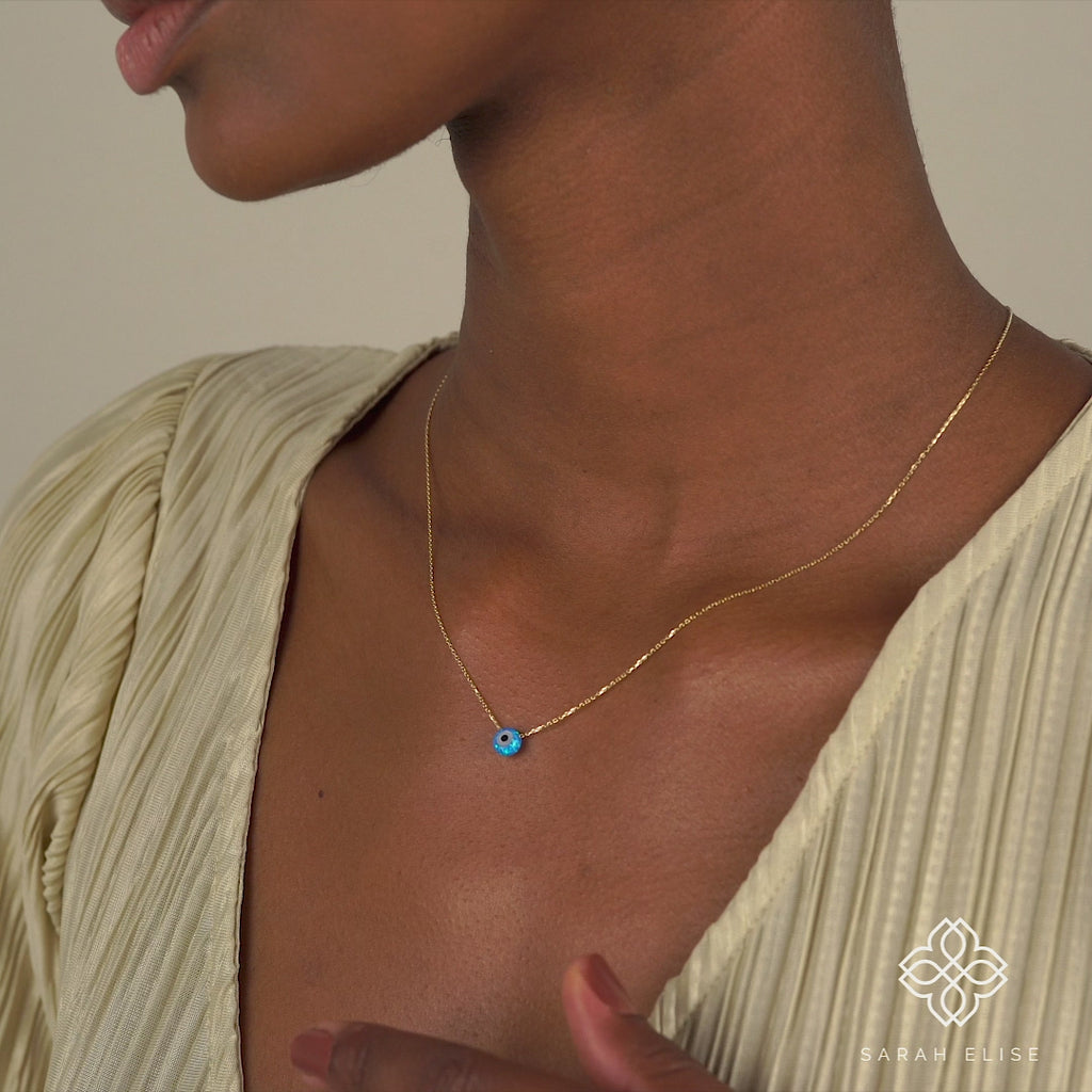 Lucky eye opal pendant necklace for her