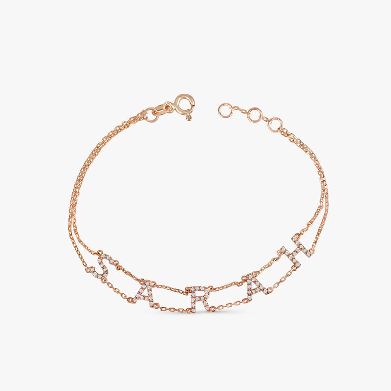 Rose Gold Diamond Custom Name Bracelet