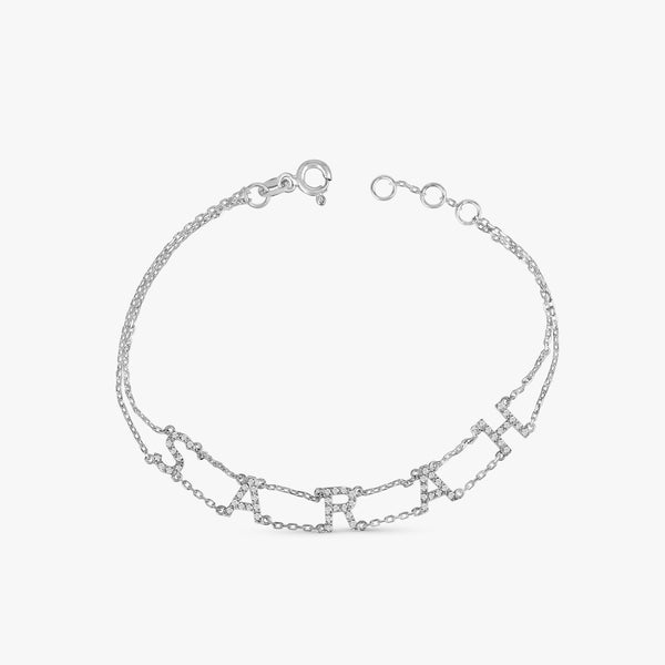 White Gold Diamond Custom Name Bracelet