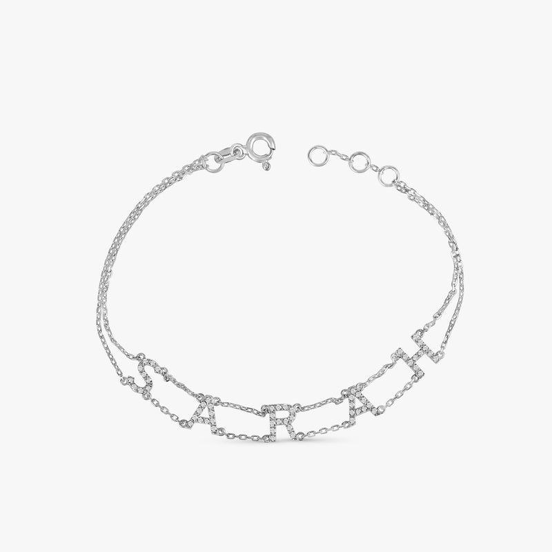 White Gold Diamond Custom Name Bracelet