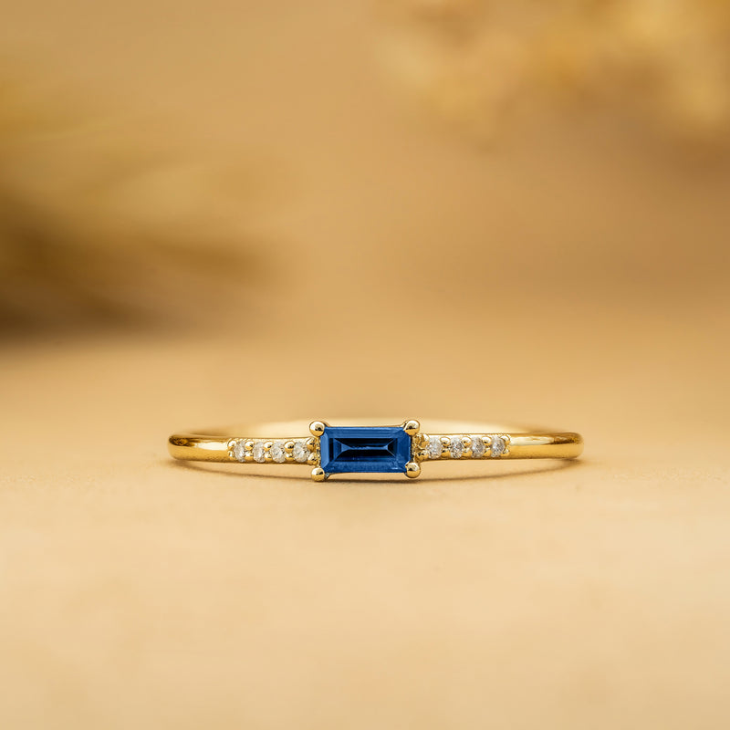 September Sapphire and Diamond Ring