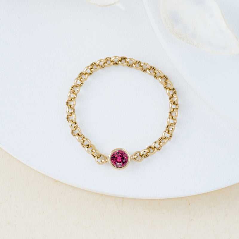 Pink Tourmaline Chain Ring