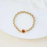 Bezel Citrine Chain Ring