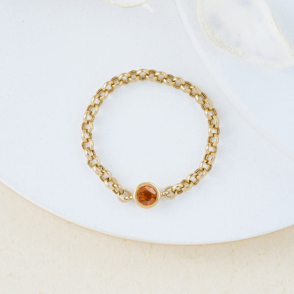 Bezel Citrine Chain Ring