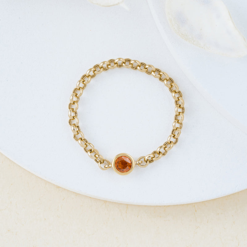 Bezel Citrine Chain Ring