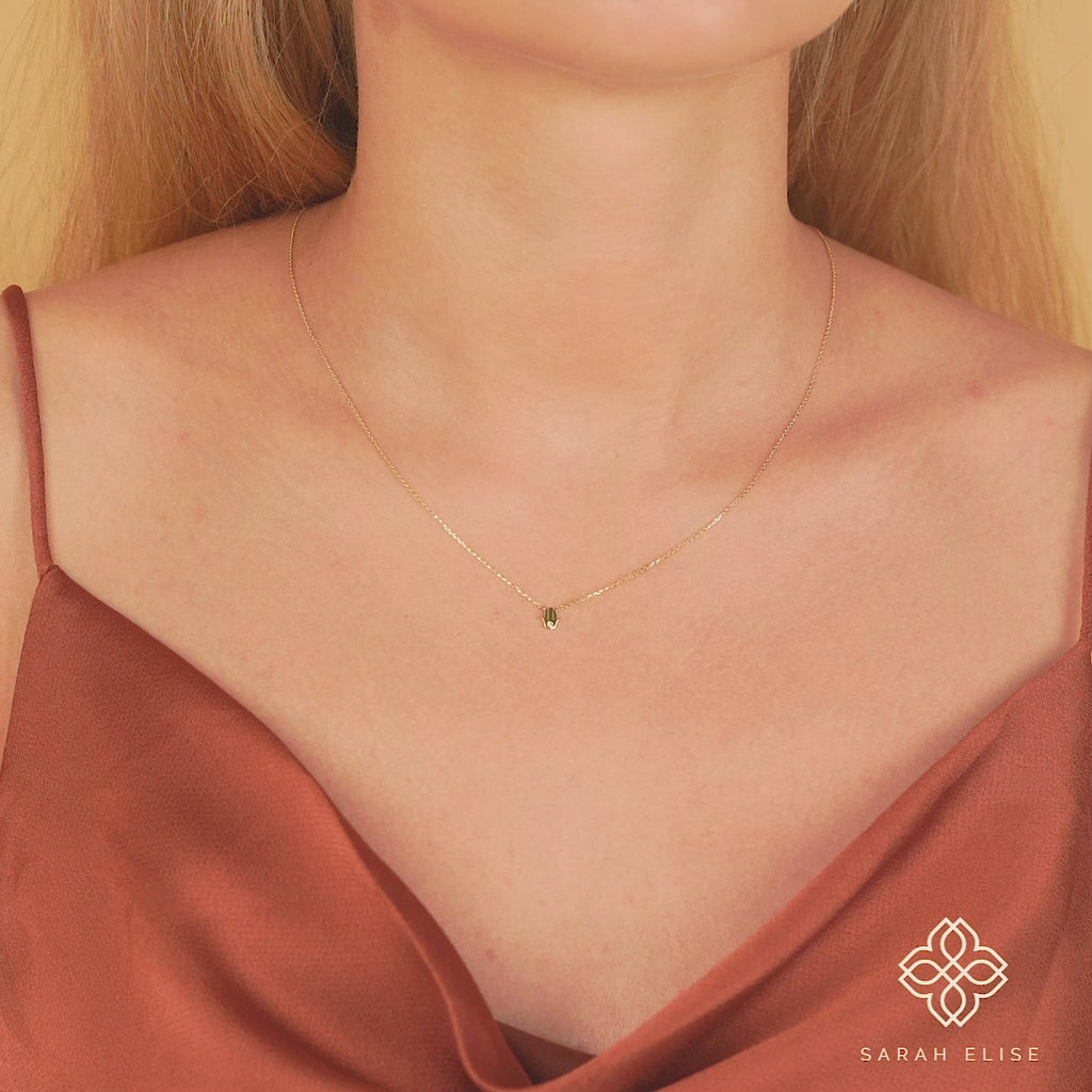 Natural Diamond hamsa hand Luck Necklace