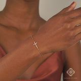 Gold Paperclip Chain Cross Bracelet