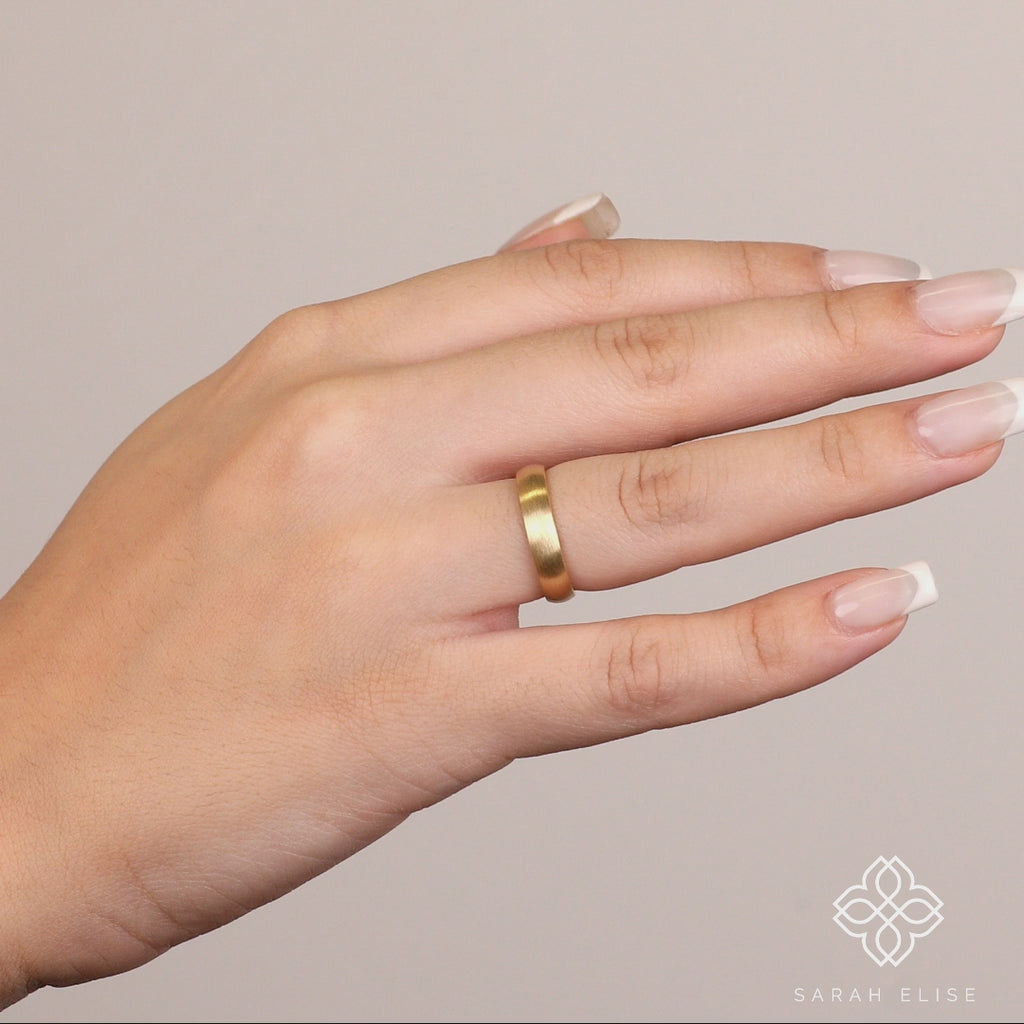 Handmade Brushed Gold Wedding Ring