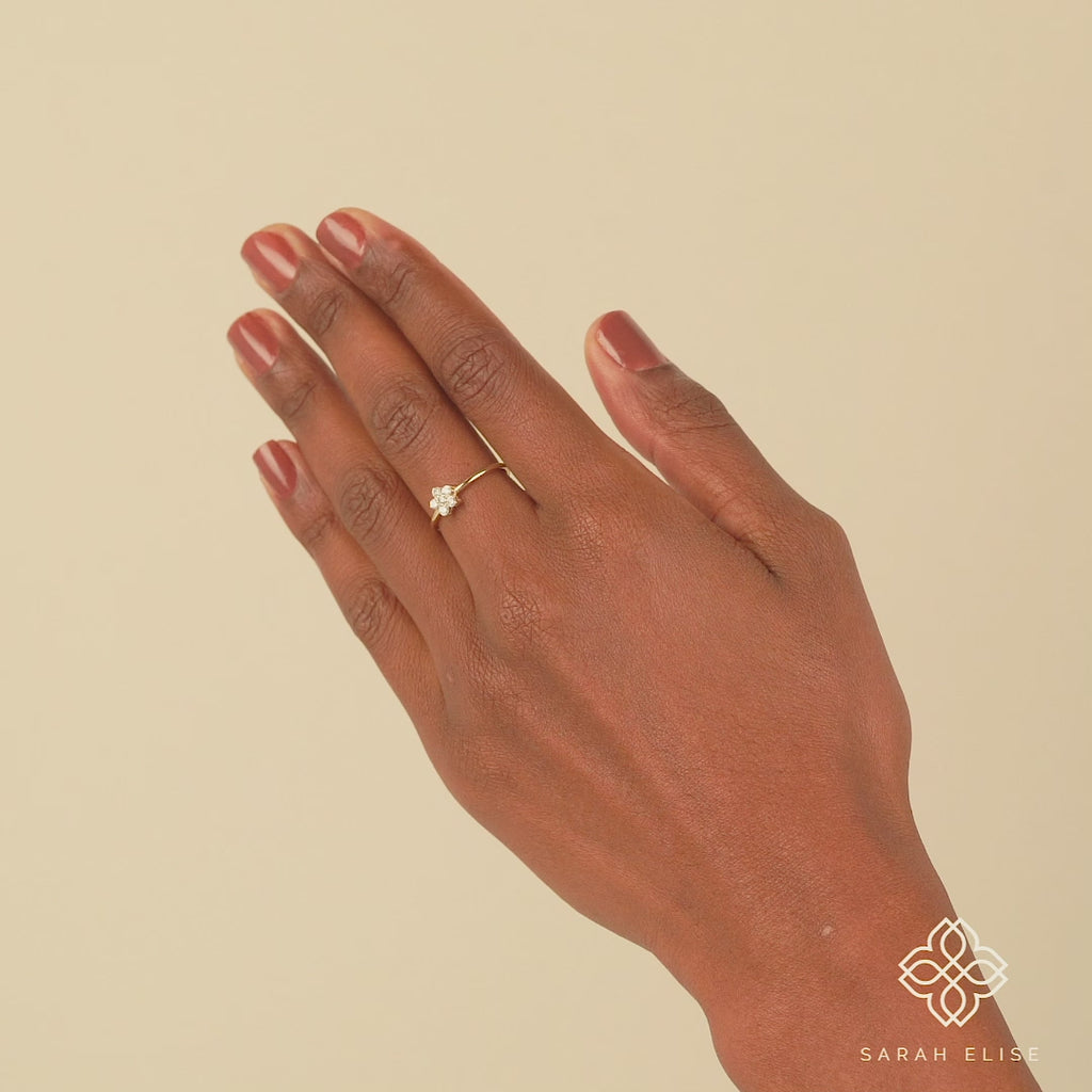 Dainty Natural Diamond Flower Ring