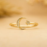 Moon and Star Open Cuff Ring