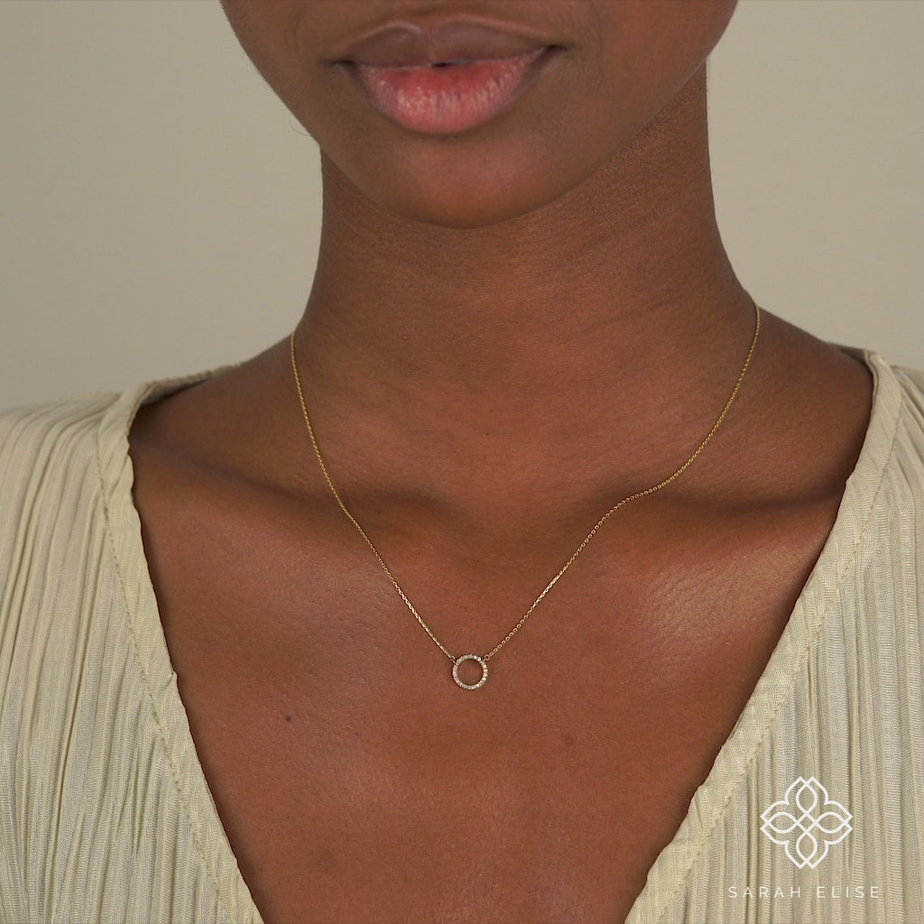 Handmade Solid Gold Diamond Circle Necklace