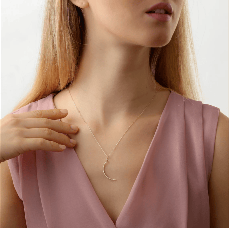 Handmade Moon Charm with natural diamonds