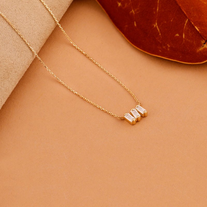 Baguette Cut Diamond Pendant Necklace