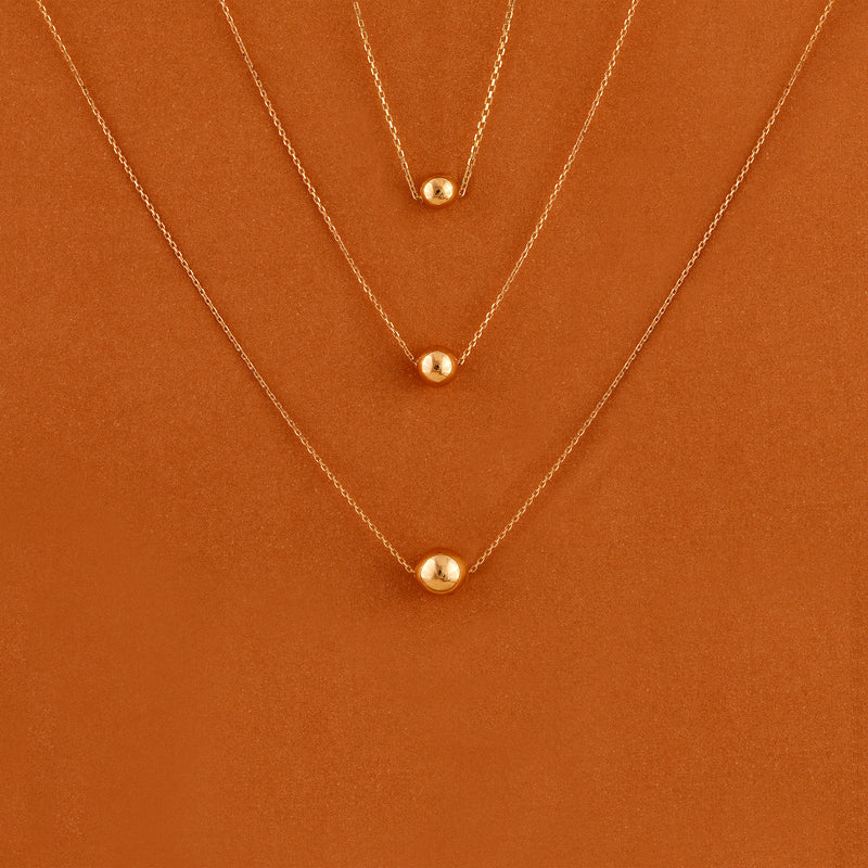 Dainty solid gold Ball Pendant necklace