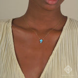 opal cross necklace for her in solid gold