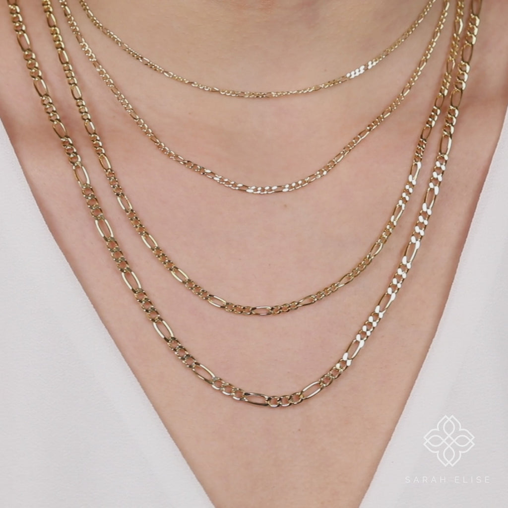 minimalist Figaro chain necklaces in various lengths for her