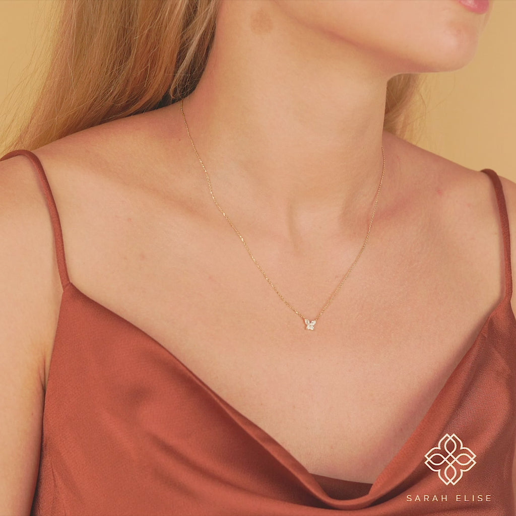 Dainty Butterfly Diamond Necklace