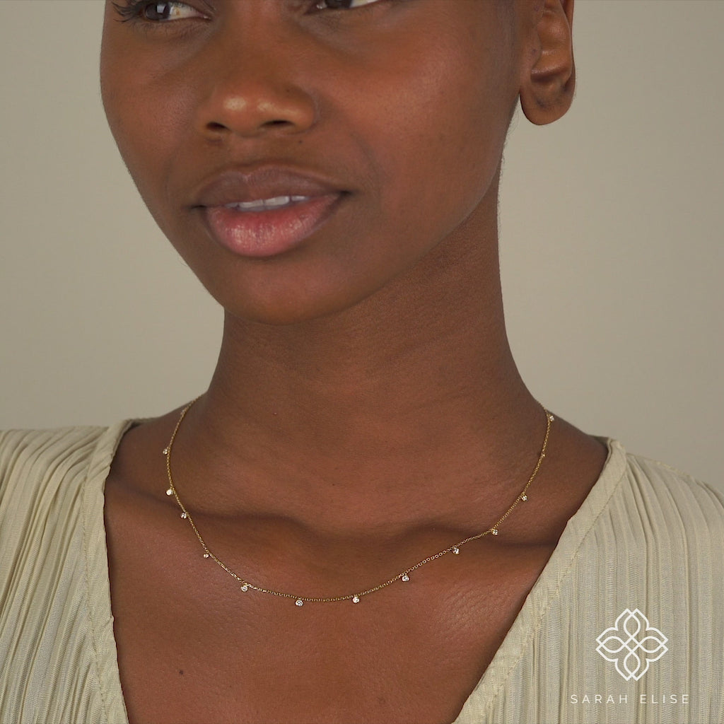 Layering dainty diamond stations Necklace