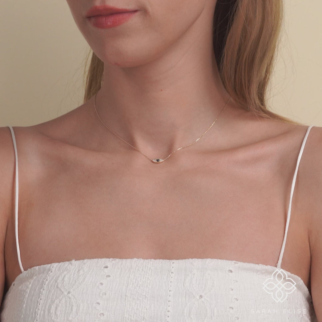 Solid Gold sapphire Eye diamond Necklace