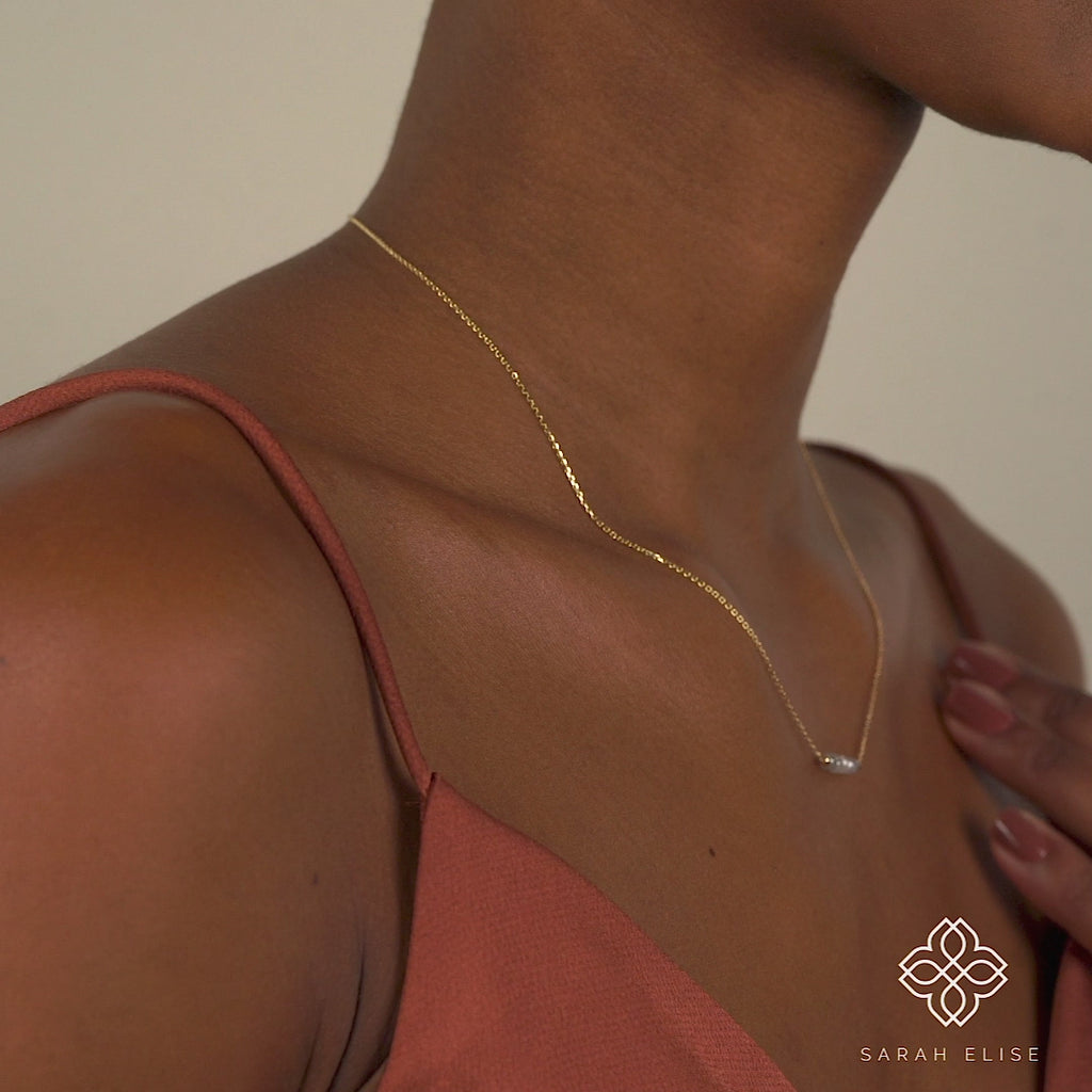 Handmade natural Grey Diamond bar Necklace for her