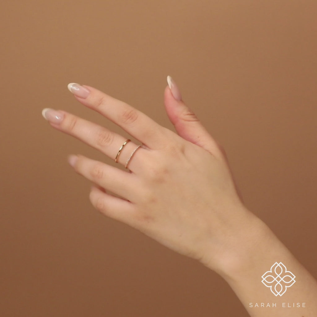 Solid Gold Diamond Two Line Ring