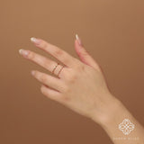 Solid Gold Diamond Two Line Ring