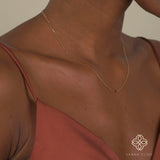 natural Black Diamond bead Necklace in solid gold for her