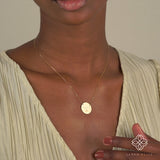 Engraved Disc Plate Necklace in brushed texture for her