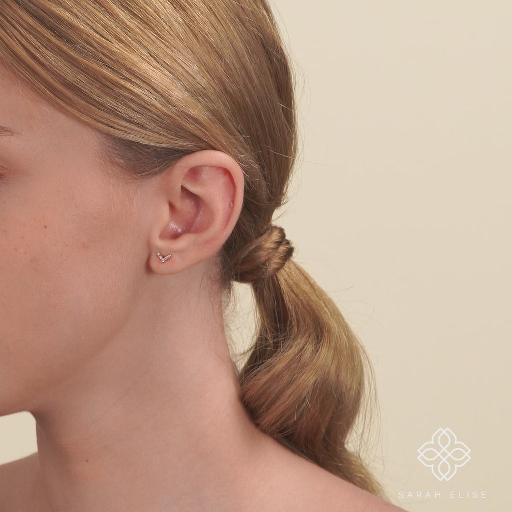 Natural Diamond Handmade Chevron Stud earrings for her